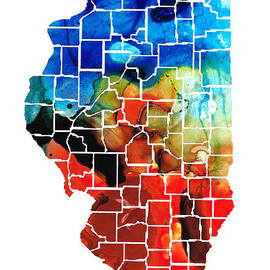 Illinois - Map Counties by Sharon Cummings by Sharon Cummings