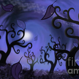 Illustration Print of Spooky Forest of Curly trees by Sassan Filsoof