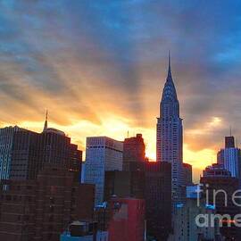 Incredible New York Skyline Sunset by Miriam Danar