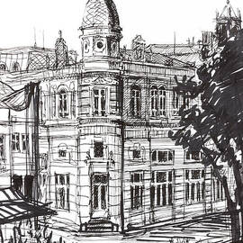 Ink Graphics of an Old Building in Bulgaria by Kiril Stanchev