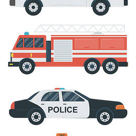 Isolated Transport Icons. Police Car by Switchpipipi