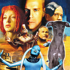 Italian Greyhound Art Canvas Print - The Fifth Element Movie Poster by Sandra Sij