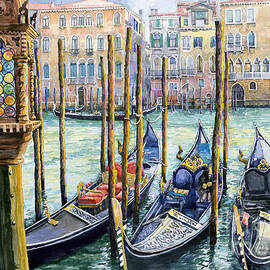 Venetian Gondolas and Lantern by Yuriy Shevchuk