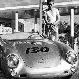 James Dean filling his Porsche 550 Spyder, in a Gas Station in Mexico. by Doc Braham