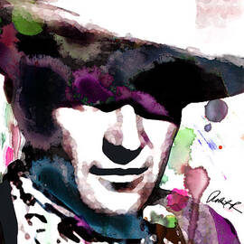 John Wayne Water Color Pop Art by Robert R by Robert R Splashy Art Abstract Paintings