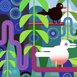 Jungle Vector Illustration With Birds by Charles Harker