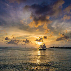 Key West Florida Sunset and Sailboat Mallory Square