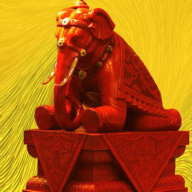 large Red Stone Elephant