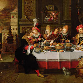 Lazarus And The Rich Mans Table From Luke Xvi Panel by Kasper or Gaspar van den Hoecke