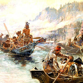 Lewis and Clark on the Lower Columbia  by Charles Russell