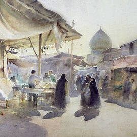 Light And Shade, Shiraz Bazaar, 1994 Wc On Paper by Trevor Chamberlain