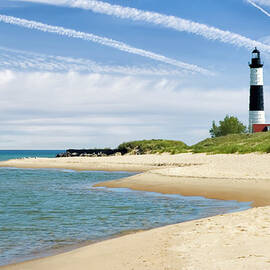 Lighthouse And Beach In Summer With by Catnap72