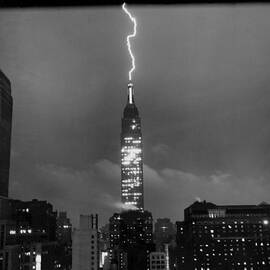 Lightning Hits Empire State by Underwood Archives