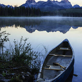 Little Redfish Lake and Canoe by Vishwanath Bhat