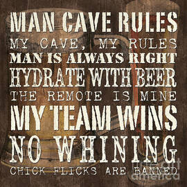 Man Cave Rules Square by Debbie DeWitt