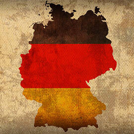 Map of Germany With Flag Art on Distressed Worn Canvas by Design Turnpike