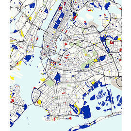 Map of New York in the style of Piet Mondrian  by Celestial Images