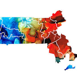 Massachusetts - Map Counties By Sharon Cummings by Sharon Cummings