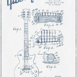 Mccarty Gibson Les Paul guitar patent Drawing from 1955 - Blue I by Aged Pixel