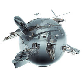 Metallic Globe With Different Forms Of by Coneyl Jay