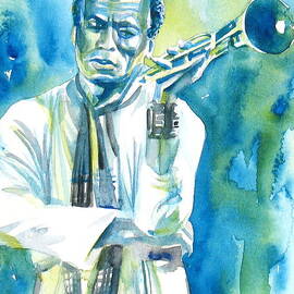 MILES DAVIS watercolor portrait.3 by Fabrizio Cassetta