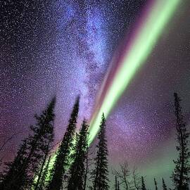 Milky Way And The Aurora Borealis by Science Photo Library