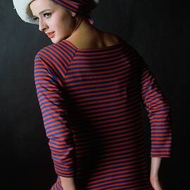 Model In A Blue And Red Striped Top And Matching by Frances McLaughlin-Gill