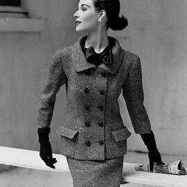 Model In A Suit Standing In Front Of Railing by Frances McLaughlin-Gill