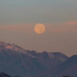 Moon Over Cascade Range by Ron Crabtree