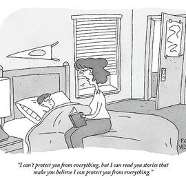 Mother Sits On The Side Of Son's Bed With Open by Peter C. Vey