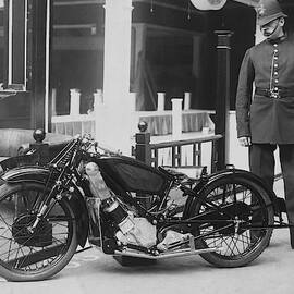 Motorcycle On Display by Underwood Archives