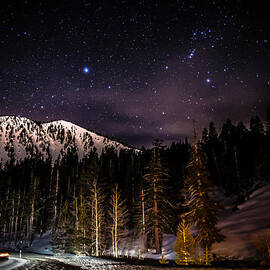 Mt. Rose Highway and Ski Resort at Night by Scott McGuire