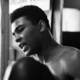 Muhammad Ali Talking Outside Of Dressing Room by Retro Images Archive