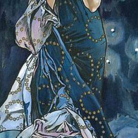 My Acrylic Painting As An Interpretation Of The Famous Artwork Of Alphonse Mucha - Moon - by Elena Daniel Yakubovich