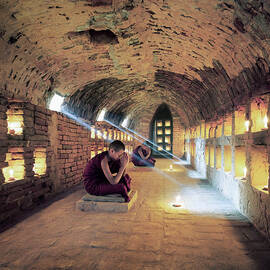 Myanmar, Buddhist Monks Inside by Martin Puddy