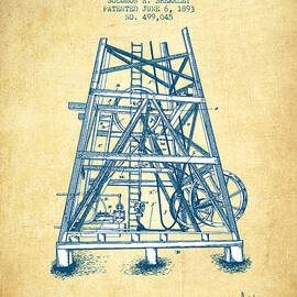 Oil Well Rig Patent from 1893 - Vintage Paper by Aged Pixel