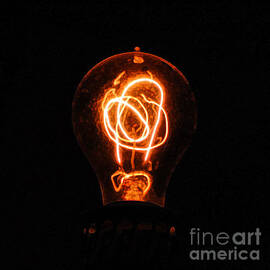 Old Fashioned Edison Lightbulb Filaments Macro Accented Edges Digital Art