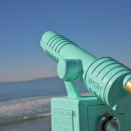 Old-fashioned Viewing Scope Near Ocean by Barry Winiker