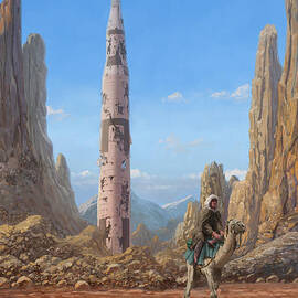 Old Saturn V rocket in desert by Martin Davey