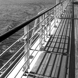 On The Cruise Ship Deck Black And White by Ben and Raisa Gertsberg
