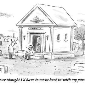 One Man Speaks To Another In Front Of A Gravesite by Christopher Weyant