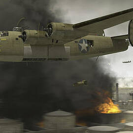B-24 -- Operation Tidal Wave side view by Robert D Perry