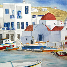 Watercolor - Mykonos Greece Detail