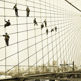 Painters on the Brooklyn Bridge 1914 by Mountain Dreams