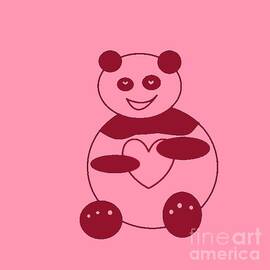 Panda With A Big Heart In Pink 01 by Ausra Huntington nee Paulauskaite