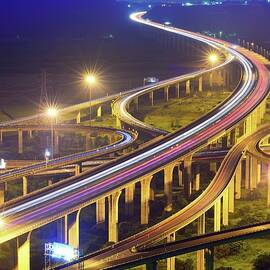 Partial Cloverleaf Interchange In Blue by Joyoyo Chen