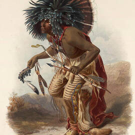 Pehriska Ruppa in the costume of the Dog-band by Karl Bodmer
