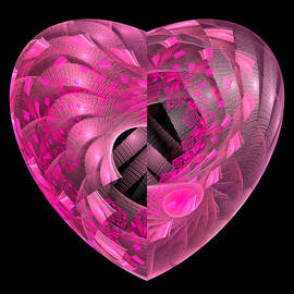 Pink fractal heart square format poster by Matthias Hauser