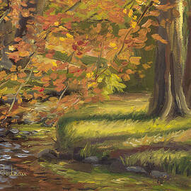 Plein Air - Trees and Stream by Lucie Bilodeau
