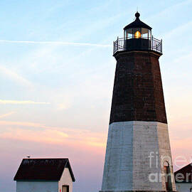 Point Judith Light Glowing at Sunset